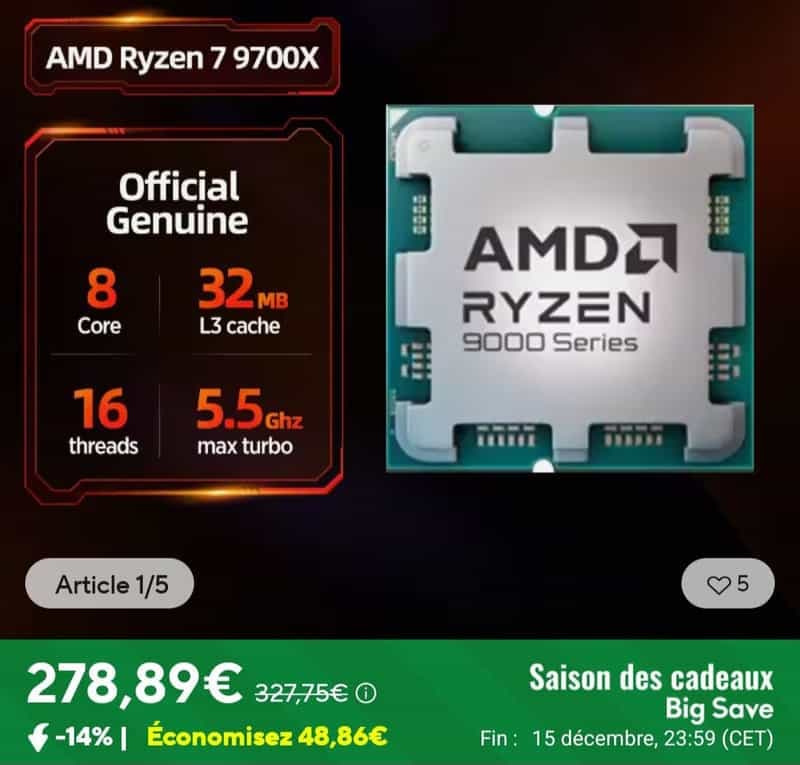 Processeur AMD Ryzen 7 9700X