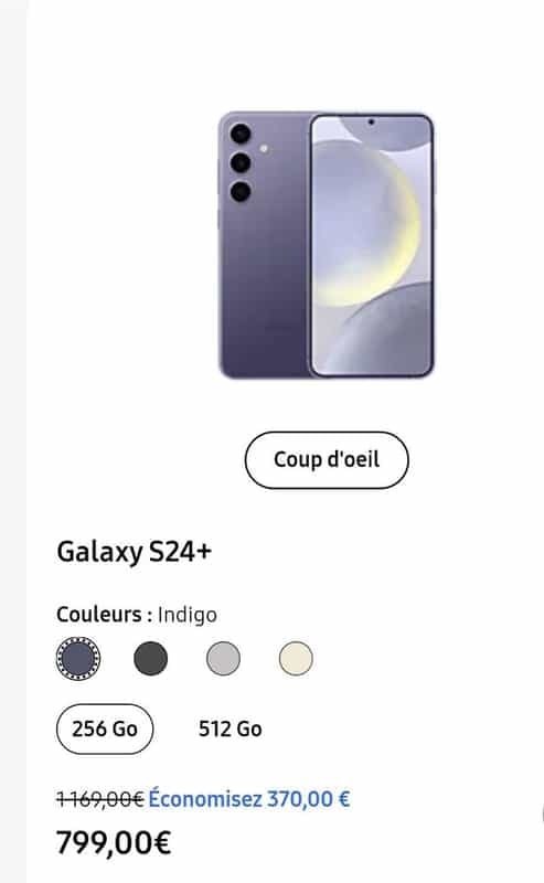 En exclusivité: Smartphone Samsung S24+ 6.7" (Couleurs uniques) - 512 Go + Cadeau Galaxy Tab A9+