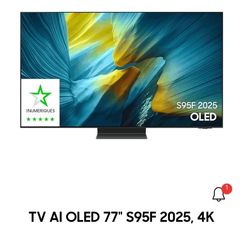 Code promo - TV OLED Samsung TQ77S95F 4K 195 cm : Offre exceptionnelle avec bonus reprise