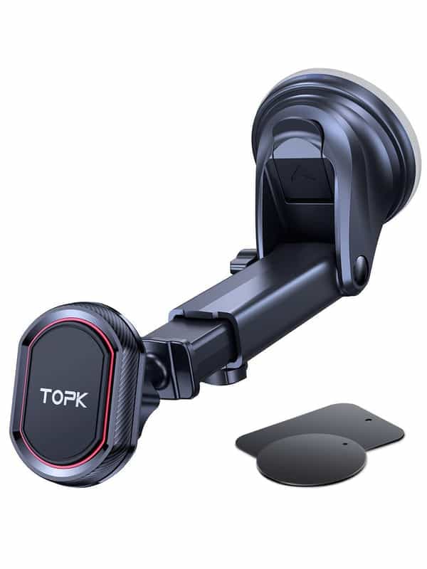 Support Téléphone Voiture TOPK – Magnétique, Bras Réglable, Ventouse Puissante