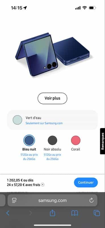 Code promo - Offre spéciale : Samsung Galaxy Z Flip 7 512Go avec Galaxy Buds3 via l'application Samsung Shop