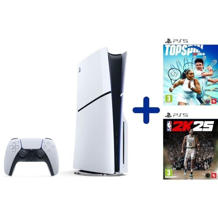 Pack Console PS5 Deluxe : Console PS5 (Slim) + Top Spin 2K25 + NBA 2K25
