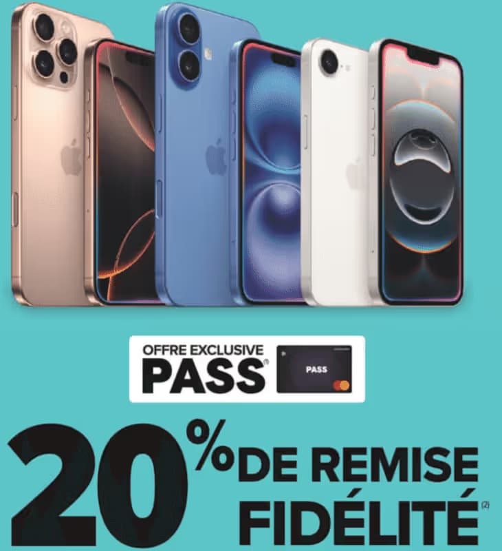20% de remise fidélité sur tous les iPhone pour les détenteurs de la carte Pass
