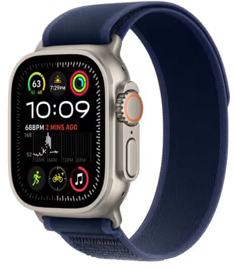 Apple Watch Ultra 2 en Titane Naturel avec bracelet Trail Loop bleu M/L