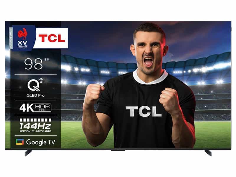 TV TCL 98C655 - Écran QLED 4K de 98 pouces avec 144Hz et Google TV