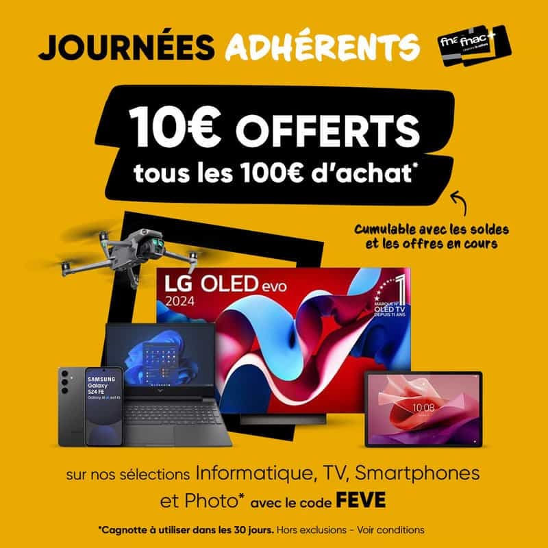Offre spéciale adhérents : Recevez 10€ offerts pour chaque tranche de 100€ d'achats
