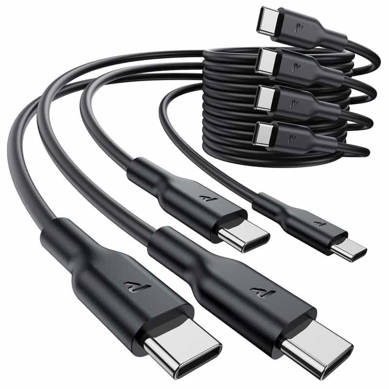 Lot de 4 câbles USB-C 2M Rampow : Charge rapide 60W avec PD 3.0