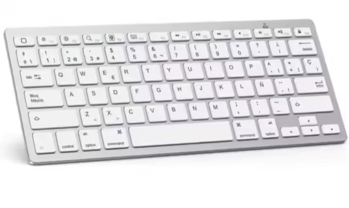 IPSDI Teclado Bluetooth Español Ultra-Delgado para iPad/iPad Pro/iPad Air/iPad Mini/iPhone y Todas Sistemas de iPadOS/iOS y Windows OS