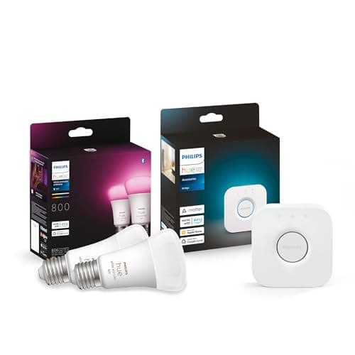 Philips Hue Kit de Démarrage Ambiance Blanc et Couleur avec 2 Ampoules LED Connectées