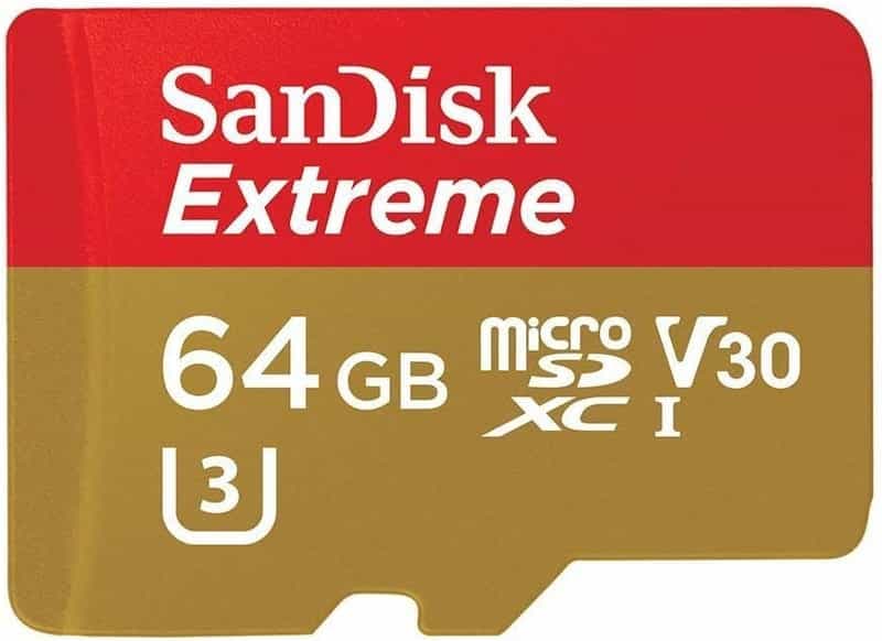Carte Mémoire MicroSDXC Sandisk Extreme 64 Go + Adaptateur SD jusqu'à 90 Mo/s, Classe 10, U3, V30