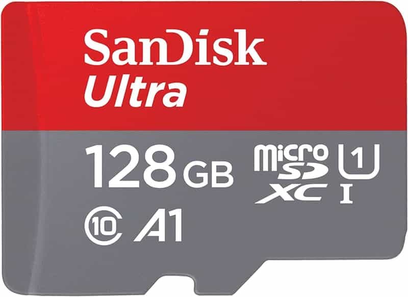 SanDisk 128 Go Ultra microSDXC UHS-I Carte + Adaptateur SD, avec jusqu'à 140 Mo/s, Classe 10, U1, homologuée A1