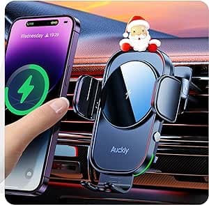 Auckly 15w Support Telephone Voiture Induction,【Serrage Automatique à 270°】 Chargeur Induction Voiture Rapide Clip Chargeur sans Fil Voiture pour iPhone 15 14 13 12 Pro Max Mini Plus Samsung