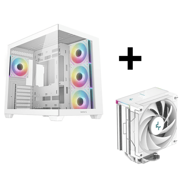 Pack Boîtier PC Gaming DeepCool CG530 4F Blanc ARGB + Ventilateur AK400 Digital White