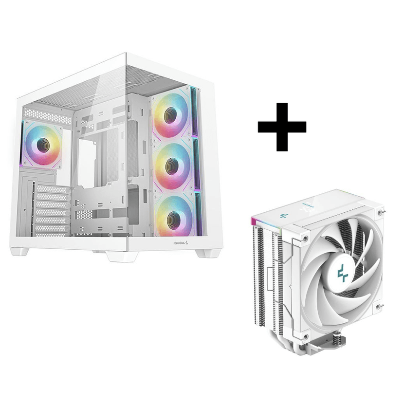 Pack Boîtier PC Gaming DeepCool CG530 4F Blanc ARGB + Ventilateur AK400 Digital White