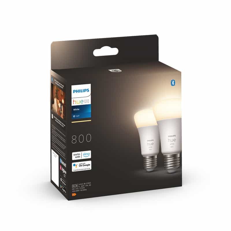 Lot de 2 Ampoules LED Philips Hue - 60W, 800 lumen, Bluetooth