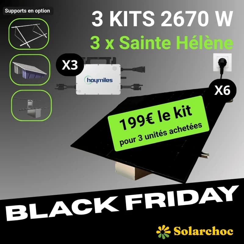 Lot de 3 kits solaires 3x890W avec panneaux JA SOLAR et micro-onduleurs HOYMILES