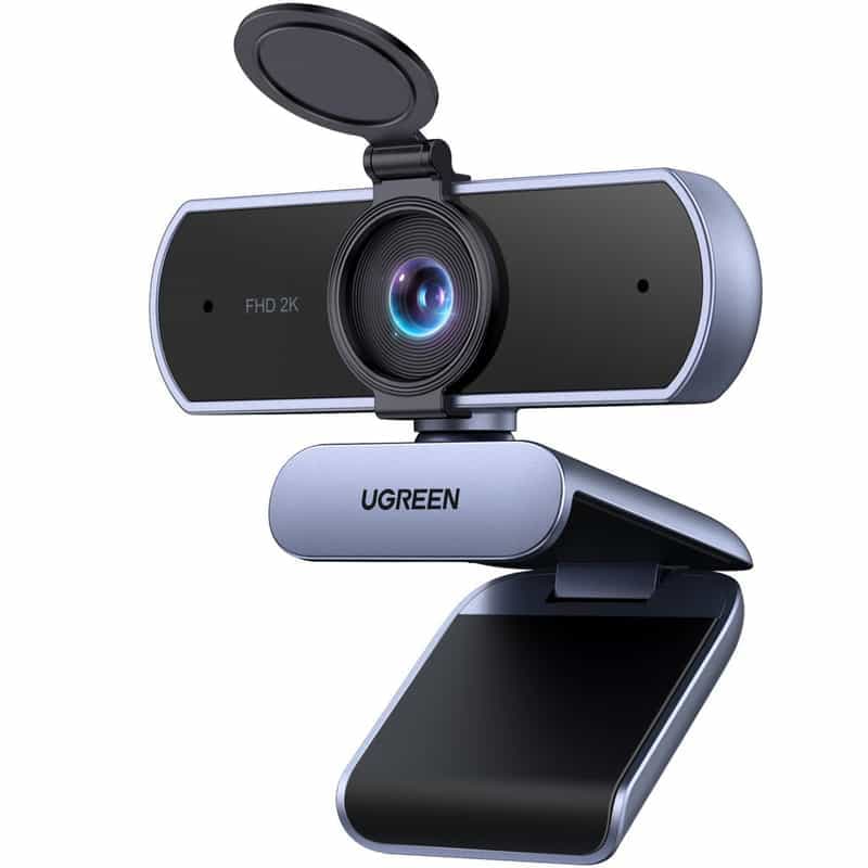 🎥 Webcam UGREEN 2K - 30FPS, Double Micros, Rotation 360°, Cache Intégré