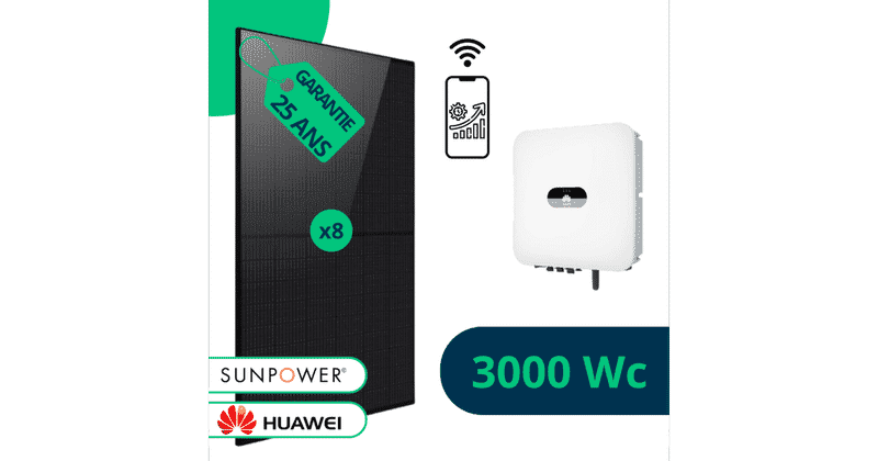 Kit Solaire Sunpower Huawei 3kWc - Performance optimale et garantie 25 ans