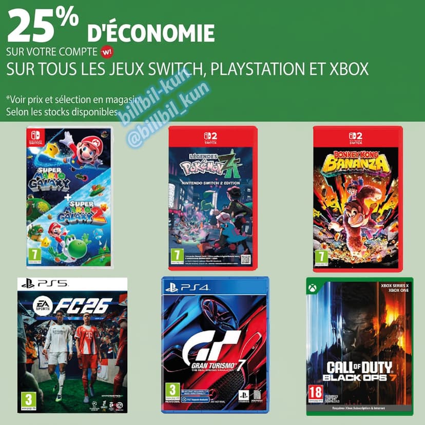25% remboursés sur les jeux vidéo Switch, PlayStation et Xbox chez Auchan