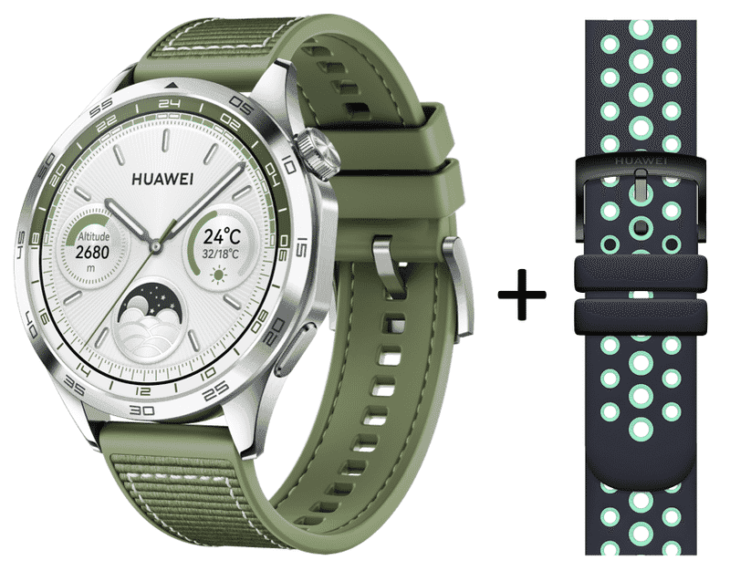 Montre Intelligente Huawei Watch GT 4 - 46mm (Vert) + Bracelet Bonus Offert (Choisissez Votre Couleur)