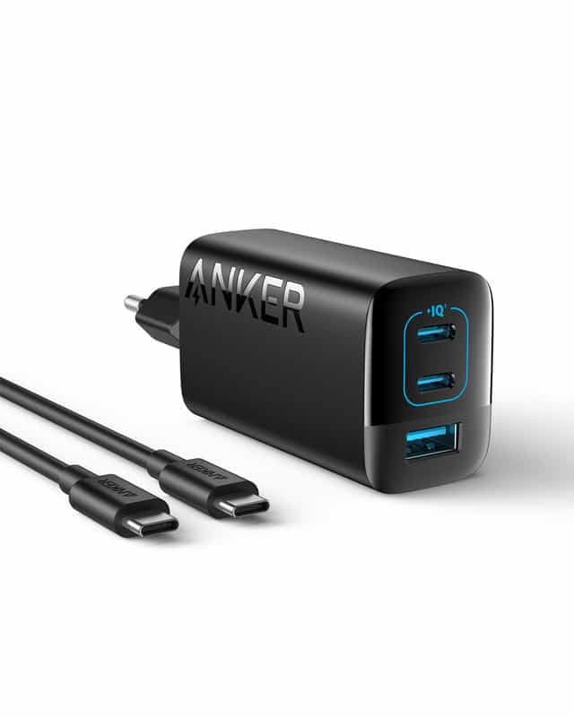 Chargeur rapide Anker 67W - 2 ports USB-C + 1 port USB-A, Noir + Câble 1.5m inclus