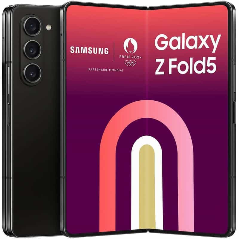 Smartphone Samsung Galaxy Z Fold5 - Nouveau modèle 5G avec écran pliable AMOLED 120 Hz, performant et élégant en Noir
