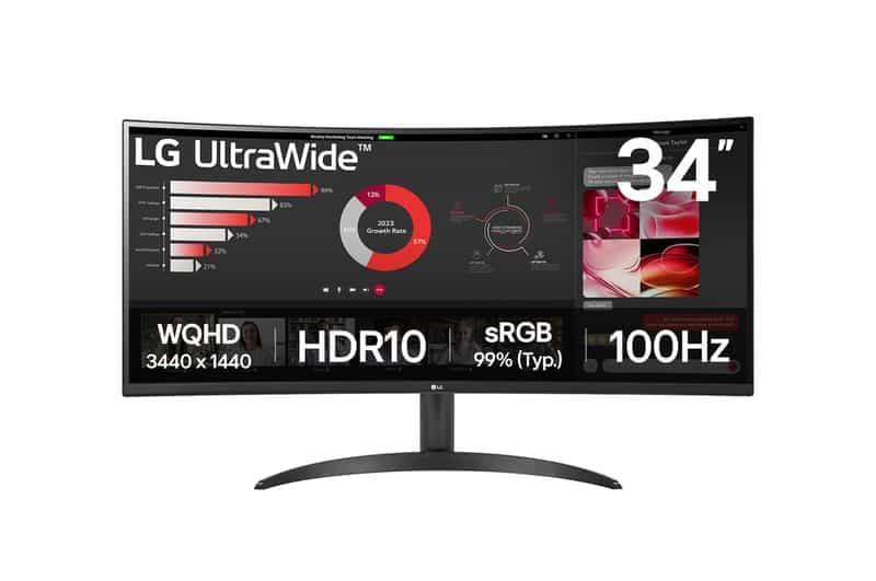 Écran PC incurvé LG 34" 34WR50QK-B : UWQHD, 100Hz, 5ms