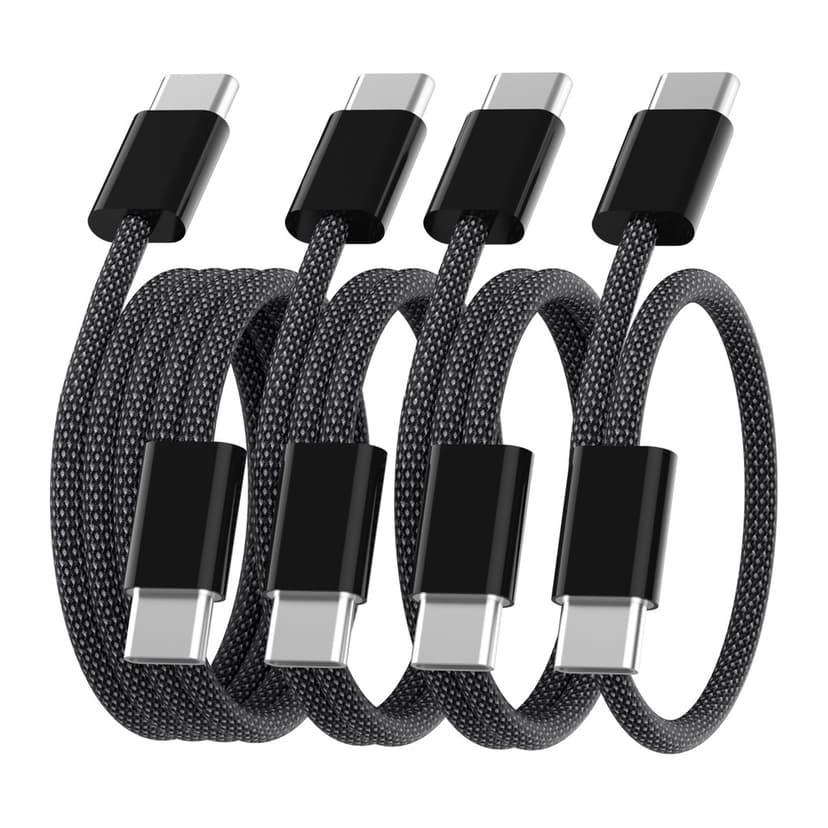 Lot de 4 câbles USB-C vers USB-C Anysea - 60W, nylon tressé, longueurs assorties : 2M + 1M + 1M + 0.5M (Vendeur tiers)