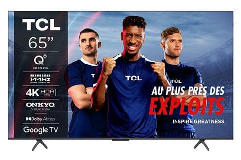 Téléviseur TCL 65C75B 65" - QLED Pro, 4K UHD, 144Hz, HDR Pro, Dolby Vision IQ, FreeSync Premium Pro, VRR & ALLM, Google TV