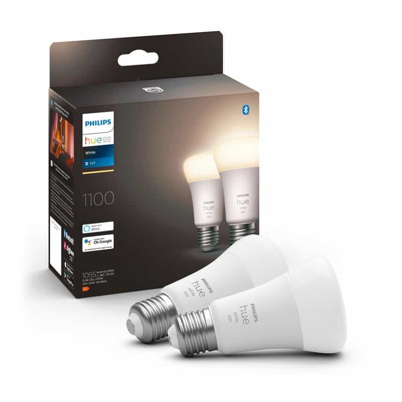 Lot de 2 Ampoules LED Philips Hue White - 1100 Lumen, Compatibles Bluetooth, Alexa, Google Assistant et Apple HomeKit