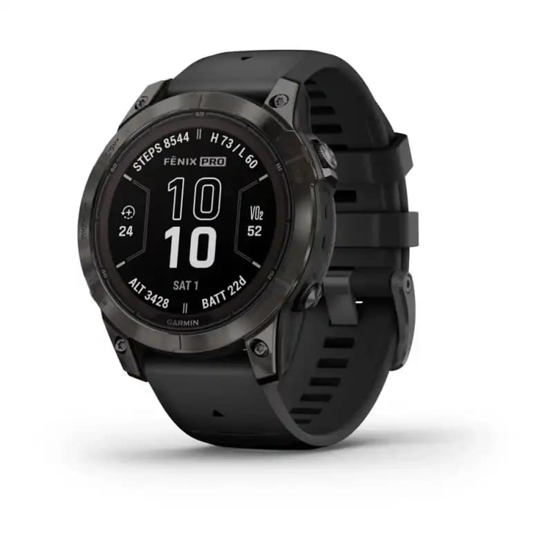 Montre GPS Garmin Fenix 7 Pro Sapphire Solar en Noir/Gris Carbone