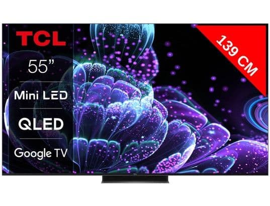 Téléviseur 55" TCL 55C835 - Technologie QLED Mini-LED, 4K UHD, 144 Hz, HDR, Google TV