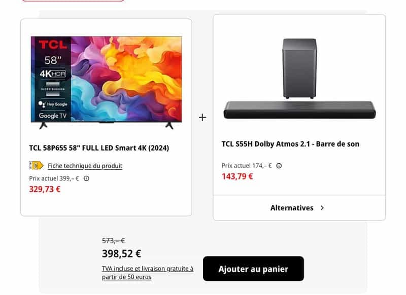🌟 Offre Spéciale : TCL 58" 4K Smart TV (2024) + Barre de Son TCL S55H 🎵