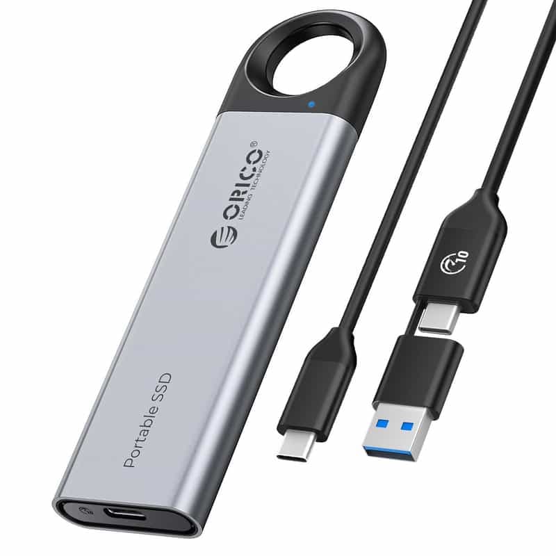 SSD Externe ORICO 1To - Haute Vitesse de Lecture/Ecriture 1050 Mo/s - USB-C et USB-A - Robuste et Léger - Membre Prime