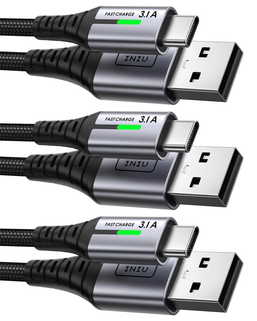 Lot de 3 Cables USB C Iniu Charge Rapide 3,1A, - 2m + 2m + 0,5m (Vendeurs Tiers)