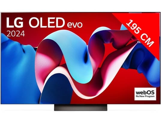 Téléviseur 77'' OLED Evo LG OLED77C4 2024 - Qualité 4K et 144Hz, Immersion OLED Motion, Connectique HDMI 2.1, Technologie HDR10 Pro, Compatible FreeSync Premium (avec un rabais de 300€) + câble offert