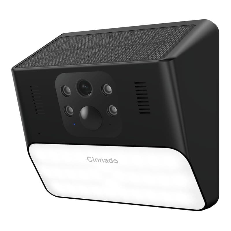 Caméra de sécurité solaire Cinnado avec Wi-Fi 2K et compatibilité Alexa