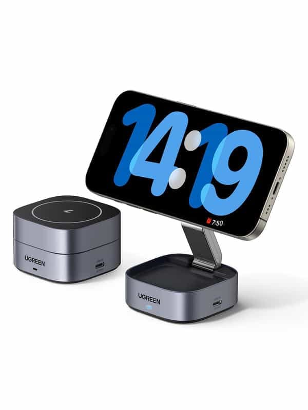 Chargeur Induction Ugreen MagFlow 2-en-1 pour iPhone et AirPods