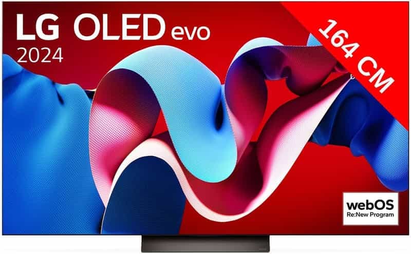 Téléviseur LG OLED65C4 (2024) - 65 pouces, Qualité d'image 4K HDR, Fréquence de rafraîchissement de 144Hz, HDMI 2.1