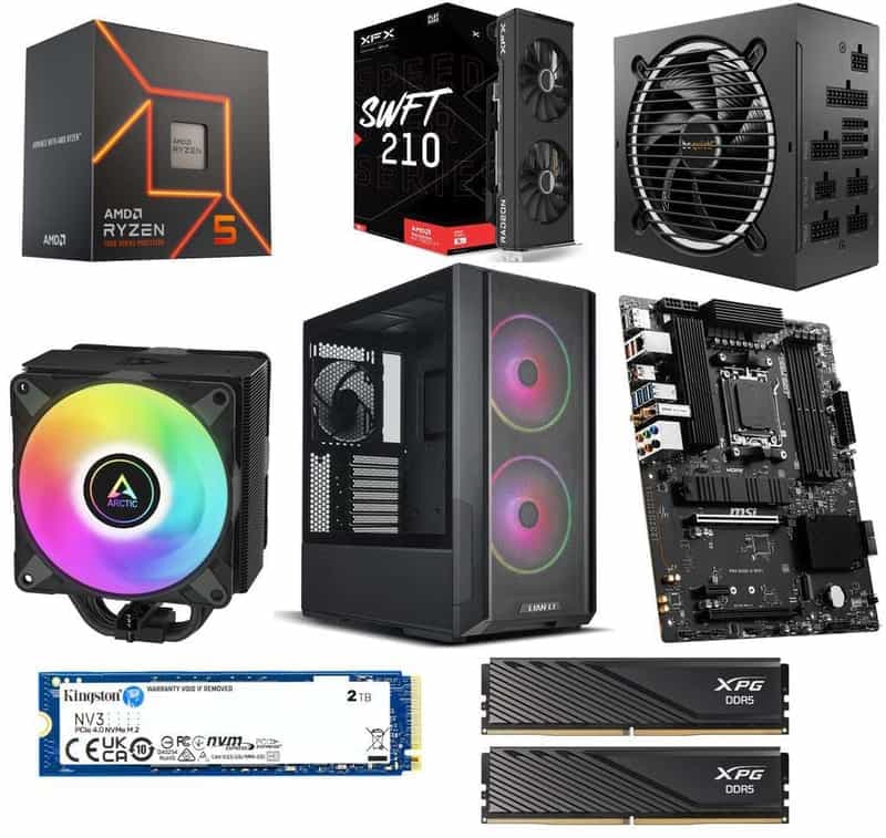 Édition Communautaire PC Gaming - Configuration Ryzen 5 7600, 32Go DDR5-6000, SSD 2To, RX 7800 XT, be quiet! 850W ATX 3.1, MSI PRO B650-S WIFI
