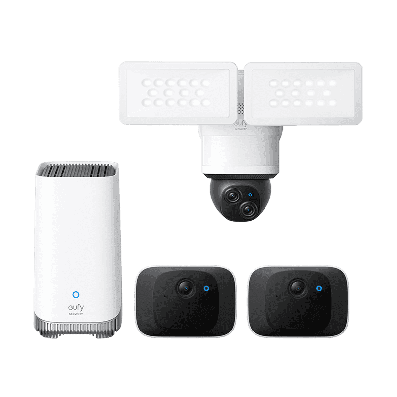 Code promo - Pack Eufy : Caméra avec projecteur E340, HomeBase S380 et 2 SoloCam C210