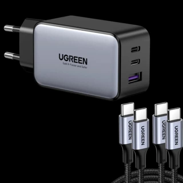 Chargeur Ugreen 65W 3 ports + 2 câbles USB-C pour 30,99 €